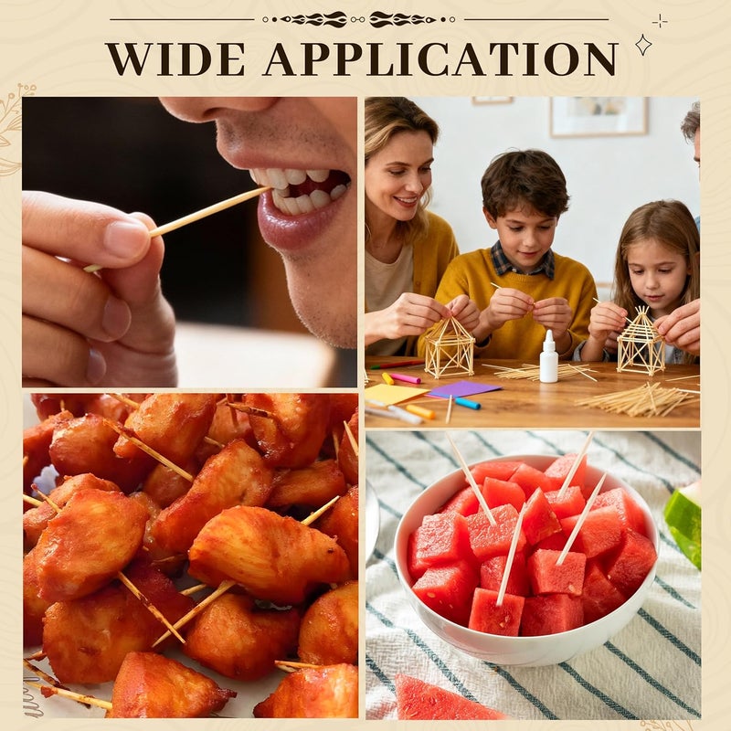 YANPROG Natural Birch Toothpicks for Teeth 1000-Pack, 2.5 Inch Wooden Toothpicks for Appetizers, Fruit, and Barbecue, Smooth & Splinter-Free - Image 4